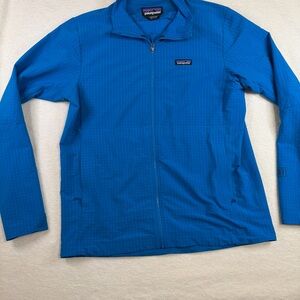 Patagonia R1 Full Zip Grid Fleece Jacket Mens L Blue Lightweight